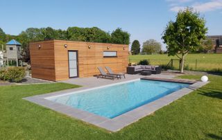 piscine avec pool house en bois