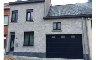 façade avec porte de garage et menuiseries assorties