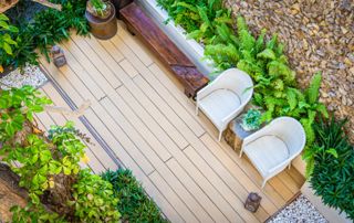 terrasse en bois vue d'en haut